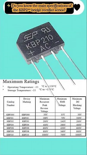 ⚡ Do you know the main specifications of the KBP2 bridge rectifier series