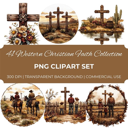 Western Christian Cross Clipart Bundle, Rustic Cowboy Faith PNG, Desert Bible Scene, Religious Farm Family Art, Cowboy Cross PNG Bundle - Etsy