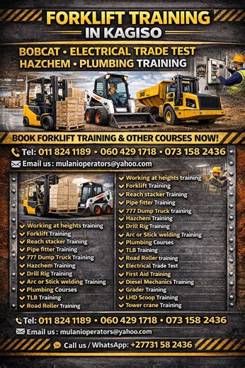 🚨 YELLOW MACHINE TRAINING ADT Dump Truck 777D Rigid Dump Truck TLB Excavator Grader Bulldozer Wheel Loader Roller BEST OPERATOR & HEAVY EQUIPMENT TRAINING CENTER – SOUTH AFRICA 📞 Call / WhatsApp: 27 73 158 2436 ☎ Office: 011 824 1189 | 060 429 1718 | TOWER CRANE Operators Training School In South Africa 27731582436