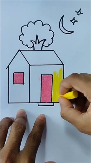 How To Draw A Beautiful House For Beginners | House Drawing | Easy Drawing | Step By Step #shorts