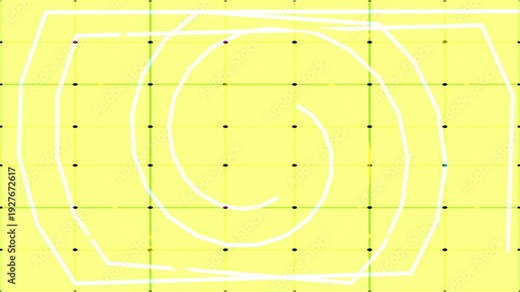 Abstract Geometric Shapes and Spirals on a Grid with Color Transitions.