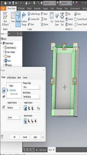 Autodesk Inventor sheet metal tutorials #shorts#ytshorts #cad