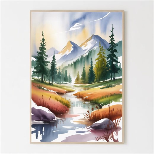 Watercolor Painting of the Scottish Highlands - Landscape Art Print - Etsy