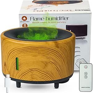 Portable Humidifier & Diffuser with Colored Flames – Bluetooth Speaker & Aromatherapy | Small Warm Mist Humidifier - Essential Oil Scent Diffuser & Air Freshener for Home, Bedroom, Office & Travel