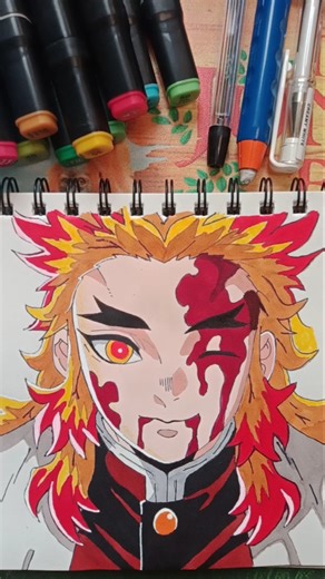 Rengoku death scene drawing from Demonslayar #demonslayer #kimetsunoyaiba #shorts
