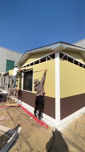 Metal Carved Insulation Panel Installation — Steel Structure to Brick-Look Building