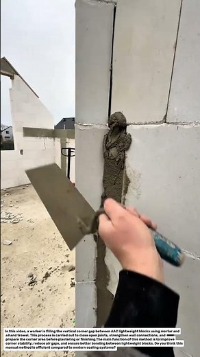AAC Block Corner Joint Filling Process | Lightweight Wall Gap Repair Technique.
