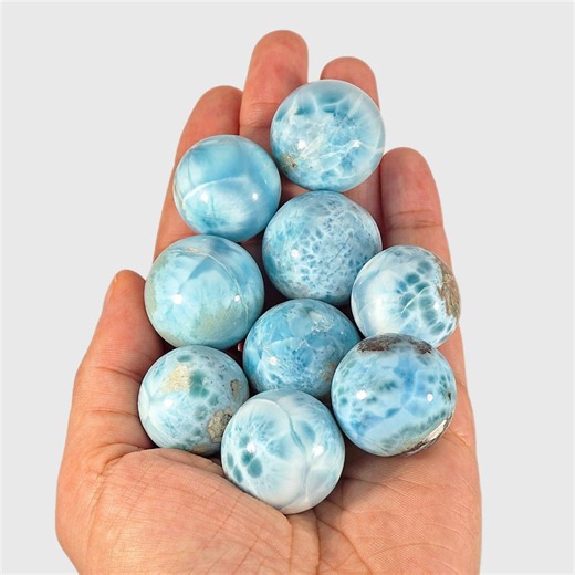 Larimar Sphere (you Choose), Rare Dominican Blue Larimar Gemstone, Polished Crystal Natural Stone - Etsy