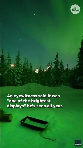 Stunning northern lights turn sky green in Alaska
