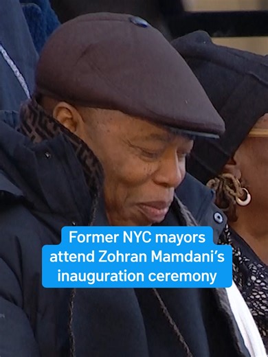 New York heavyweights joined the new mayor on stage for his inauguration ceremony in front of City Hall, including Gov. Kathy Hochul, former mayors Bill de Blasio and Eric Adams, and Rep. Hakeem Jeffries. The ceremony is followed by what his office is billing as a public block party on a stretch of Broadway known as the “Canyon of Heroes,” famous for its ticker-tape parades. #nyc #zohranmamdani