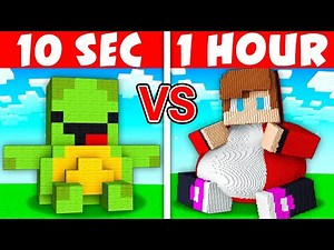 10 Seconds vs 1 Hour - FAT MIKEY AND JJ Build Challenge in Minecraft