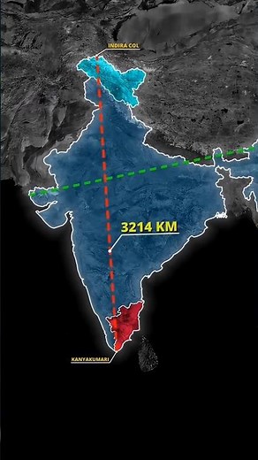 India's length and width through map animation #geography #shorts