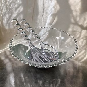 Candlewick Glass Serving Bowl With Salad Serves Spoon & Fork Clear Glass Salad Bowl Beautiful Housewarming Dinnerware Ideal Gift Idea (V6-1) - Etsy