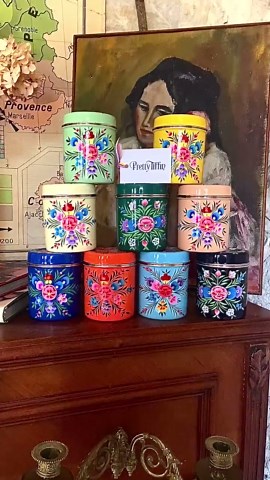 Medium Single Canister Tin, Storage Tin, Hand Painted Kitchen Canister Tea Caddy, Kitchen Caddy, Enamel Tin, Sugar Storage, Kitchen Caddy - Etsy UK