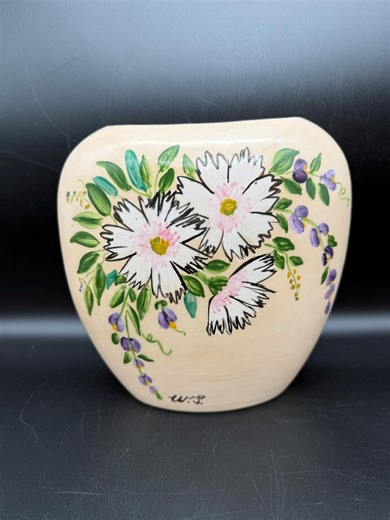 Mid Century Hand Painted Ceramic Vase 1960s Floral Pottery Artist Signed - Etsy