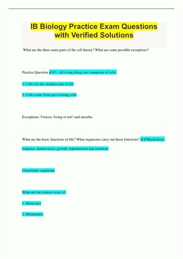 IB Biology Practice Exam Questions with Verified Solutions1576