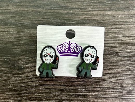 Pendientes de botón de Jason Voorhees - Joyas de películas de terror de Halloween - Etsy España