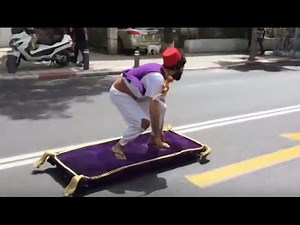 Man Rides Aladdin 'Magic Carpet' Through Tel Aviv