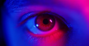 Suspenseful eye staring at the camera