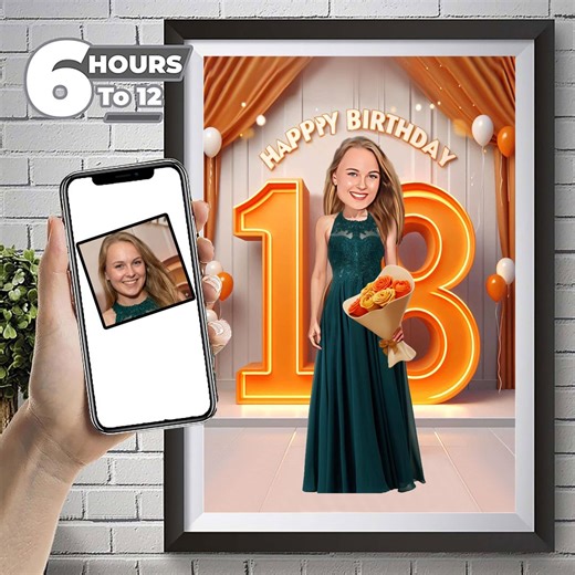 18 Birthday Custom Caricature | Personalized Cartoon Portrait | Funny Digital Gift for Any Occasion - Etsy
