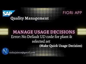 Error: No Default UD code for plant & selected set in Manage Usage Decision App | SAP S/4HANA QM