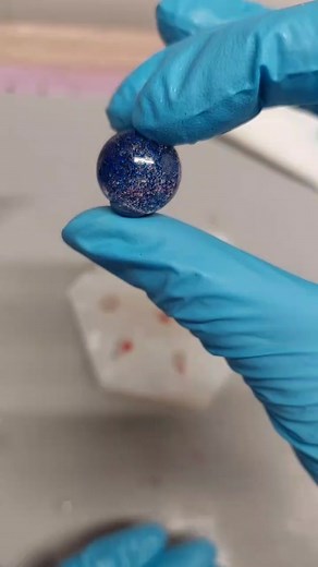 Creating Pink and Blue Liquid Core Dice with Glitter Swirls