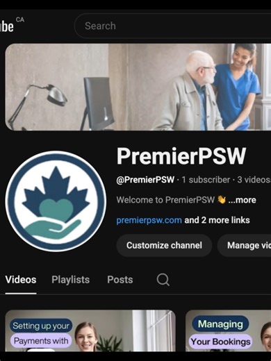 Having trouble setting up your account as a registered PSW? Don’t stress — we made it easy. 🎥 Check out our YouTube channel: @PremierPSW for step-by-step videos that walk you through getting fully set up and ready to receive clients. 👉 Visit our YouTube, watch the guide, and register today to start your journey with PremierPSW.