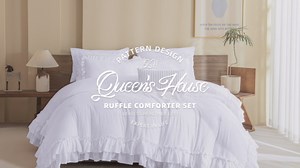 QSH White Farmhouse Ruffled Comforter Set King Size Shabby Boho Chic White Bedding Comforter King Lightweight Fluffy Ultra Soft Microfiber Inner Fill Bedding Set 3 Pieces