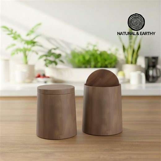 Modern Wood Finish Trash Can - Large Capacity Waterproof Wastebasket - Home & Kitchen Decor - Etsy