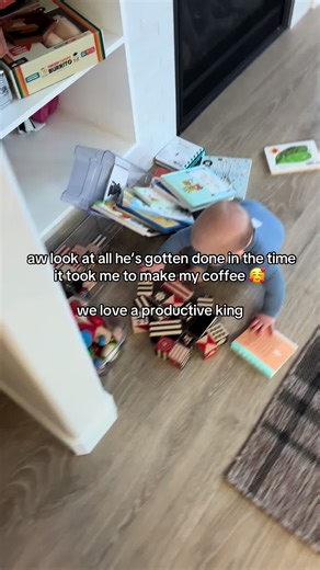 official petition for Jake to put in a cabinet door #baby #mess #playtime #coffee #sahmlife