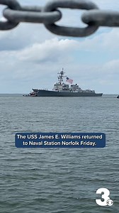 HEARTWARMING HOMECOMING! After a seven-month deployment, Sailors aboard the USS James E. Williams (DDG 95) returned to Naval Station Norfolk on Friday. It deployed in Dec. 2022. | WTKR News 3