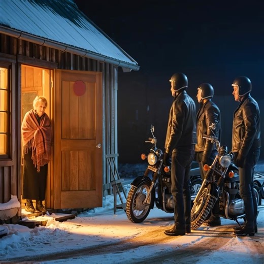 Elderly Widow Shelters 20 Freezing Bikers, Next Morning 1000 Hells Angels Stops Outside Her Door... Elderly widow shelters 20 freezing bikers. Next morning, 1,000 Hell's Angels stops outside her door. Cold winds tore through the night, rattling the shutters of a lonely farmhouse at the edge of town. Inside, a single lamp glowed faintly. An elderly widow, childless and burdened by debt, frail and weary from years of silence, stood at her window, clutching a worn shawl, listening to the storm howl