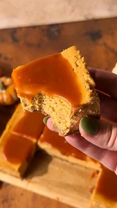 13K views · 8K reactions | Caramel Pumpkin Cheesecake Bars ✨ These are super soft pumpkin cheesecake bars. They are baked with homemade caramel in the batter and on top! Get the recipe in my bio! #saltedcarmel #pumpkincheesecake #cheesecakebars | Stephanie's Sweet Treats | Facebook