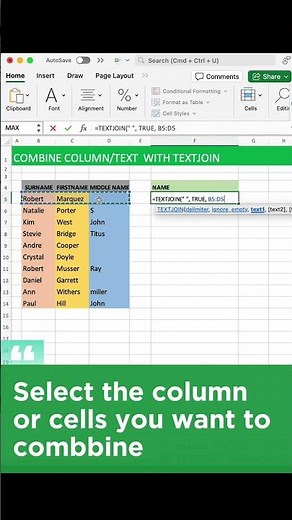 Merge or Combine two or more columns in Ms Excel #exceltips
