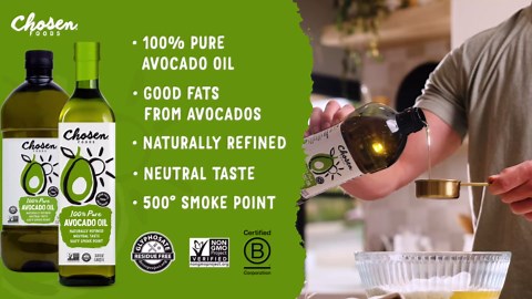 Chosen Foods Avocado Oil, 1 Liter - All Purpose Cooking Oil made from 100% Pure Avocados - Non-GMO, Gluten-Free, Keto Friendly, Glyphosate Free - 33.8 Fl Oz (Pack Of 1)