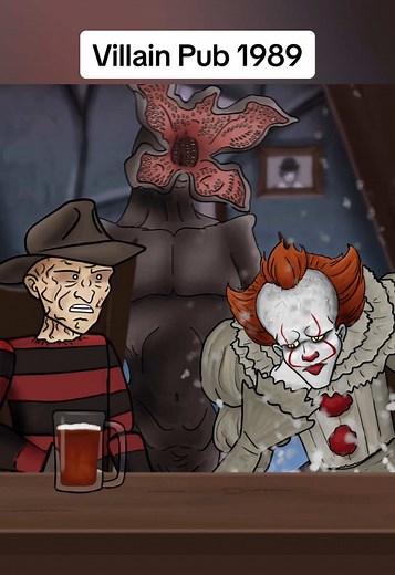 Pennywise joins the Villain Pub in 1989 #animation #pennywise #horrormovie #darthvader