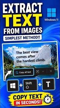 Copy Text from Any Image in Windows 11 🔥 #windows #ocr #Windoes 11 #Snippingtool