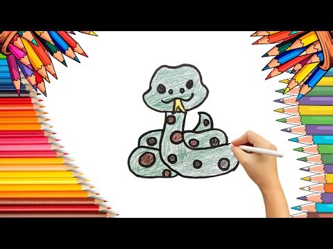 How To Draw cute Snake Drawing, Painting & Coloring For Kids and Toddlers_ Child Art 🐋🌈🎨