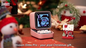 Divoom Ditoo Retro Pixel Art Game Bluetooth Speaker with 16X16 LED App Controlled Front Screen (Pink)