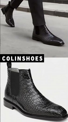 Bold Elegance: Black Croc-Print Chelsea Boots