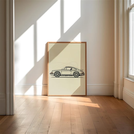 Vintage Sports Car Line Art Print | Classic Car Wall Decor | Automotive Illustration - Etsy