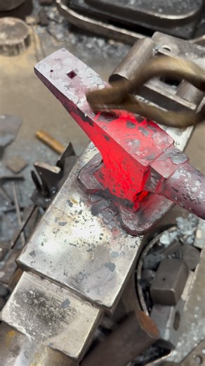 Shawn Cunningham on Instagram: "Sound on . A little anvil #asmr 7 pound mini anvil in the works. Clean up and heat treatment next . Forged from 1045 . #frontstepforge #anvil #madeincanada #blacksmithing"