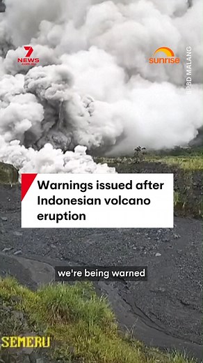 794K views · 8.9K reactions | The Bureau of Meteorology has issued a warning after Indonesia's Semeru volcano erupted, sending plumes of ash kilometres into the air. #volcano #eruption #semeru #indonesia #java | 7NEWS Australia | Facebook