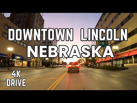 4K Downtown Lincoln, Nebraska | Drive through & around Sunset | Night Drive Tour | Relaxing Soothing
