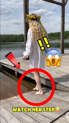 She Didn’t Expect That Step… Straight Into the Water 😳