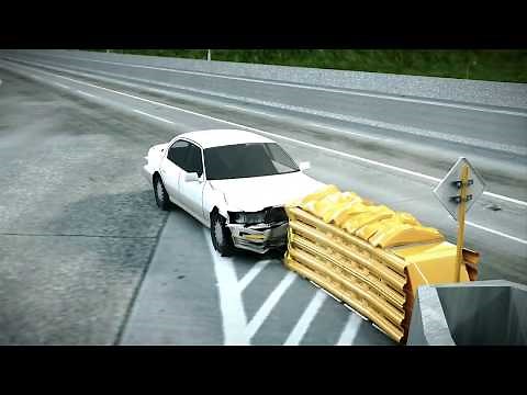 Crash cushion impact attenuator virtual crash test