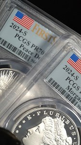 Discover the beauty of history with the 2024-S Morgan and Peace Silver Dollar Proof 2-Coin Set, graded PF 70 First Strike by PCGS. This stunning set features two of America's most iconic coins, the Morgan and Peace dollars, minted in beautiful polish. A must-buy for coin enthusiasts and investors! #MorganSilverDollar #PeaceSilverDollar #2024SilverCoins #PCGSPF70 #FirstStrike #CoinCollecting #Numismatics #PreciousMetals #BullionExchanges #CollectorItems #SilverDollars #InvestmentCoins #RareCoins 