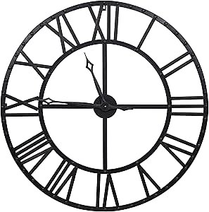 Everly Hart Collection Oversized Black and Bronze Metal Wall Clock