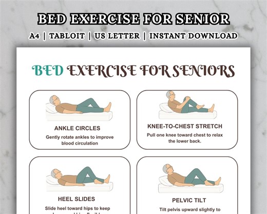 Bed Exercises for Seniors, Printable Low Impact Exercise Routine Chart for Older Adults, Gentle Bed Workout PDF for Seniors Instant Download - Etsy