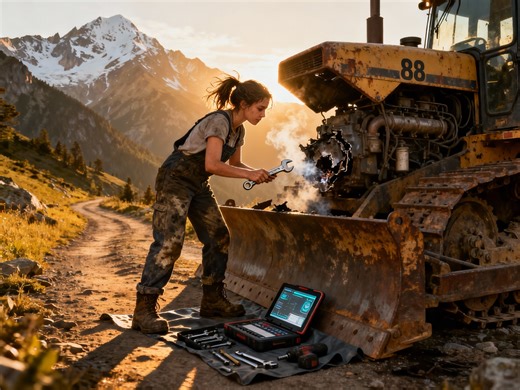 Genius girl repairs and replaces a D8 diesel engine plow that has trouble on the mountain | Niloy 24 XBD